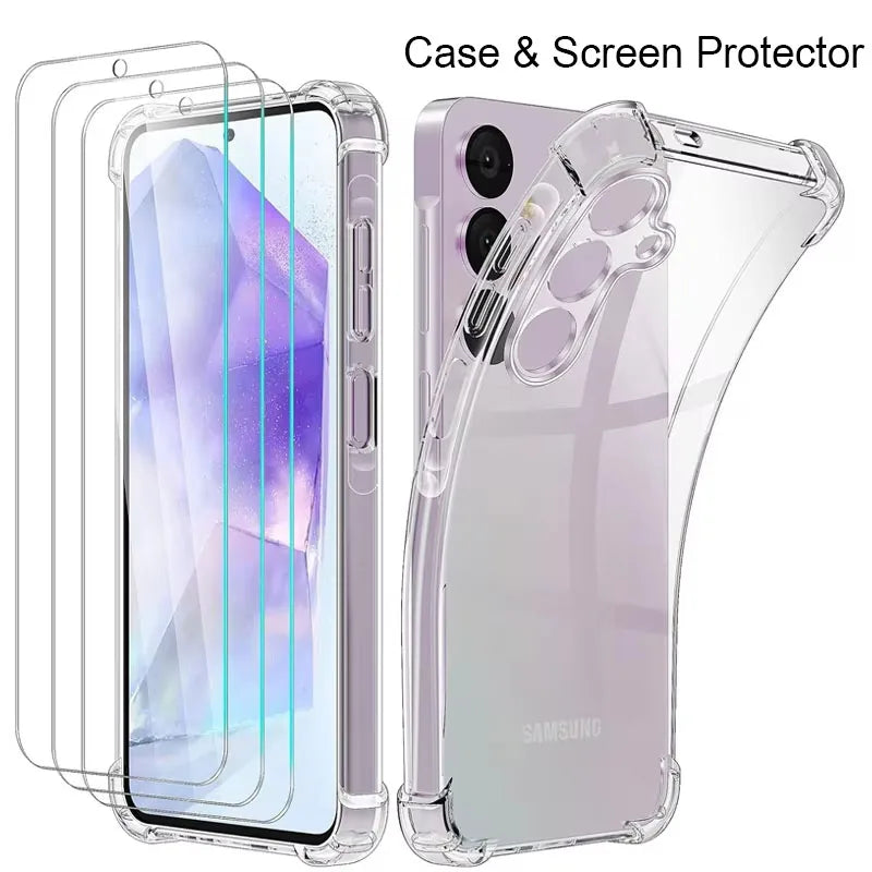 Silikonhülle mit Displayschutzfolie für die Samsung Galaxy A-Serie