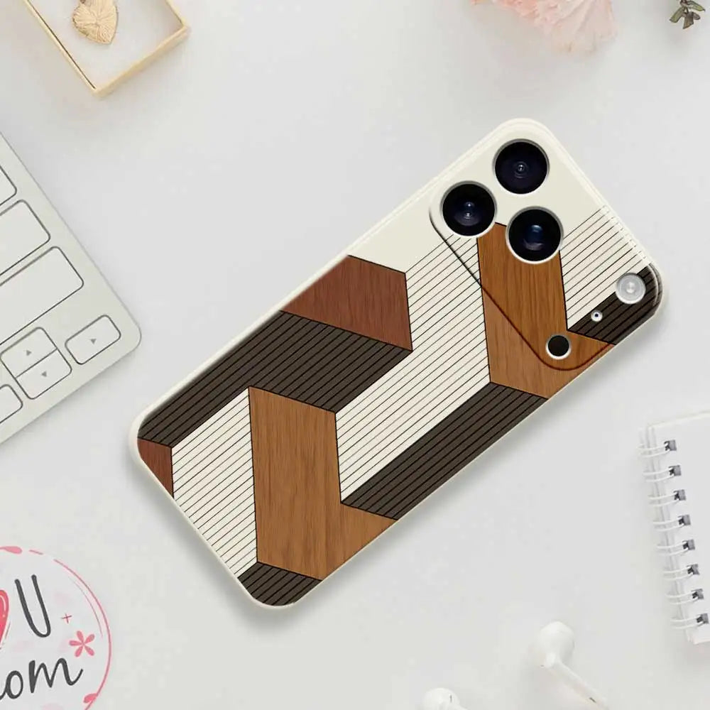 Geometrische Handyhülle aus Holz für das iPhone