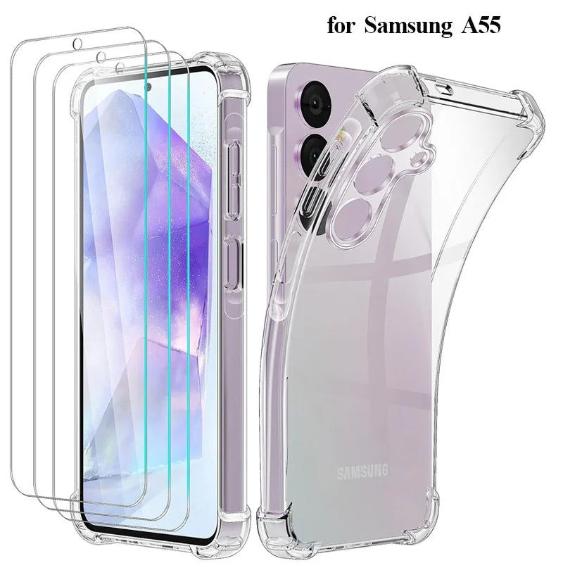 Silikonhülle mit Displayschutzfolie für die Samsung Galaxy A-Serie