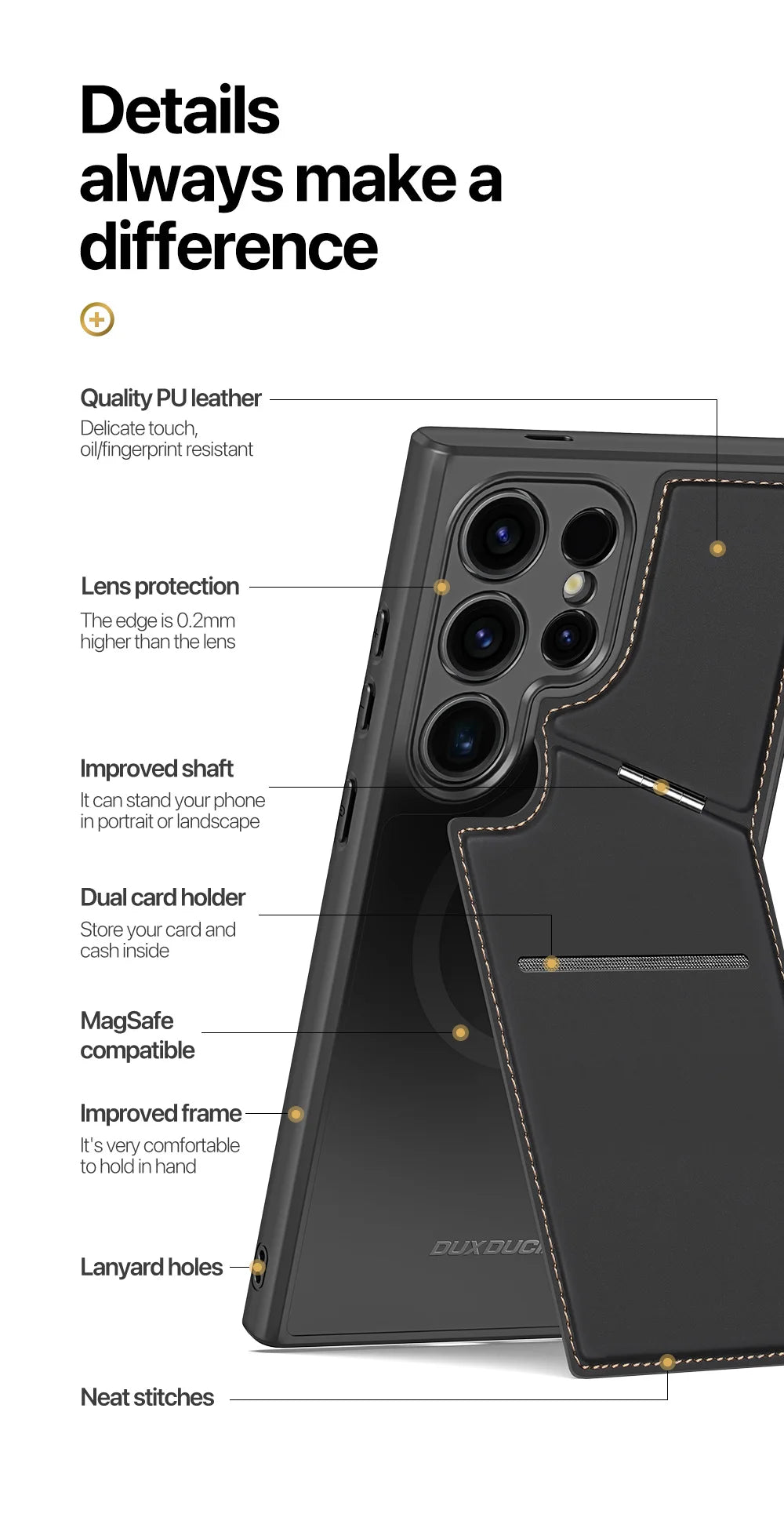 Magnethülle für das Samsung Galaxy S24 mit Ständer/Geldbörse